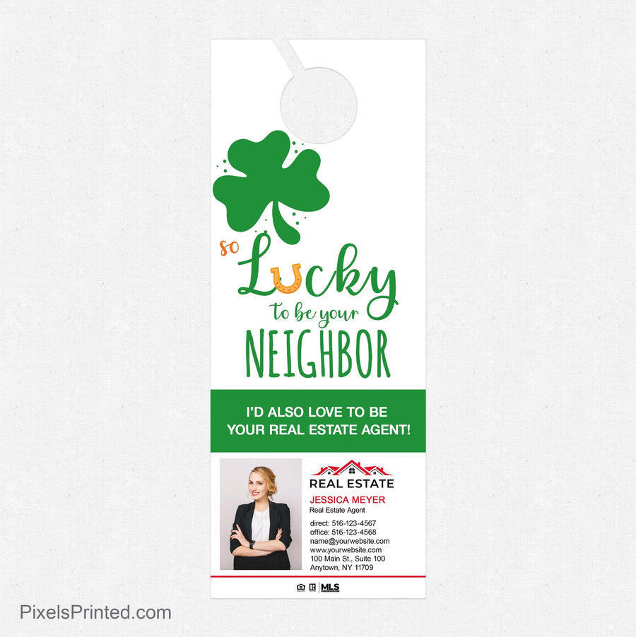 Independent real estate St. Patrick's Day door hangers PixelsPrinted 