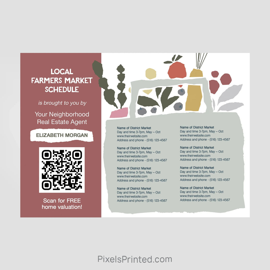 Berkshire Hathaway real estate farmers market schedule postcards