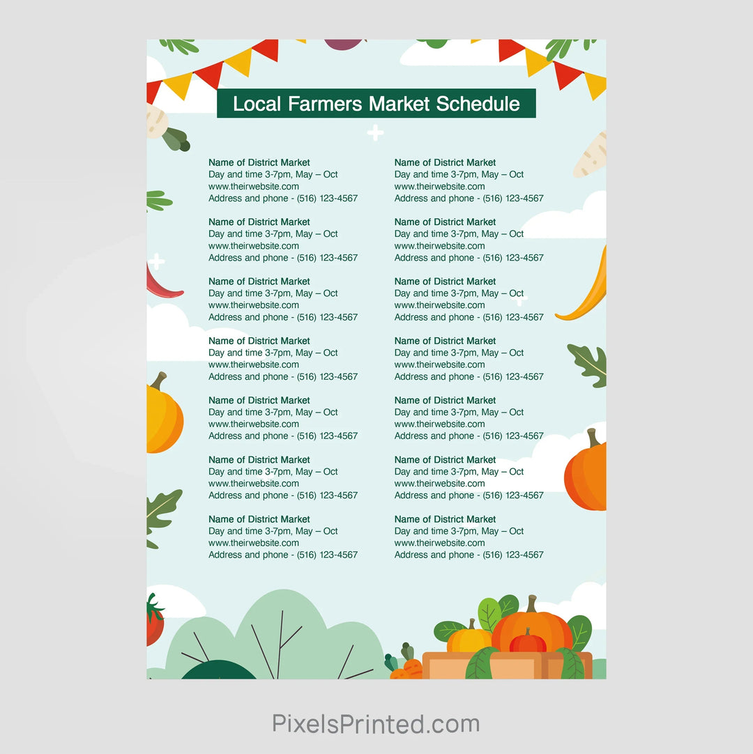 Coldwell Banker realty farmers market schedule postcards