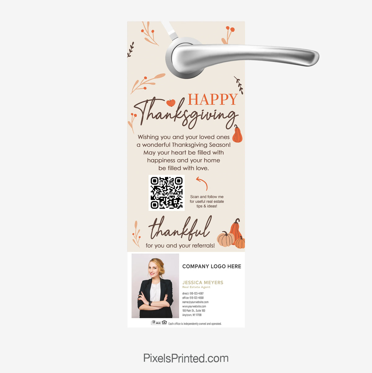 Century 21 real estate happy Thanksgiving Day door hangers