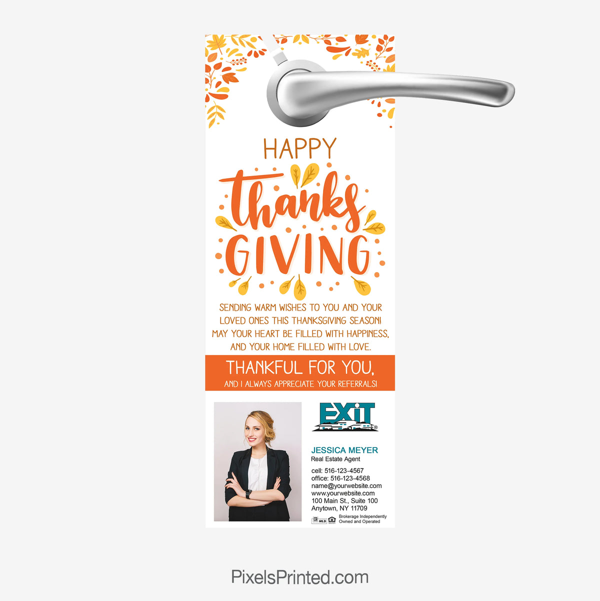 EXIT realty happy Thanksgiving door hangers for real estate agents