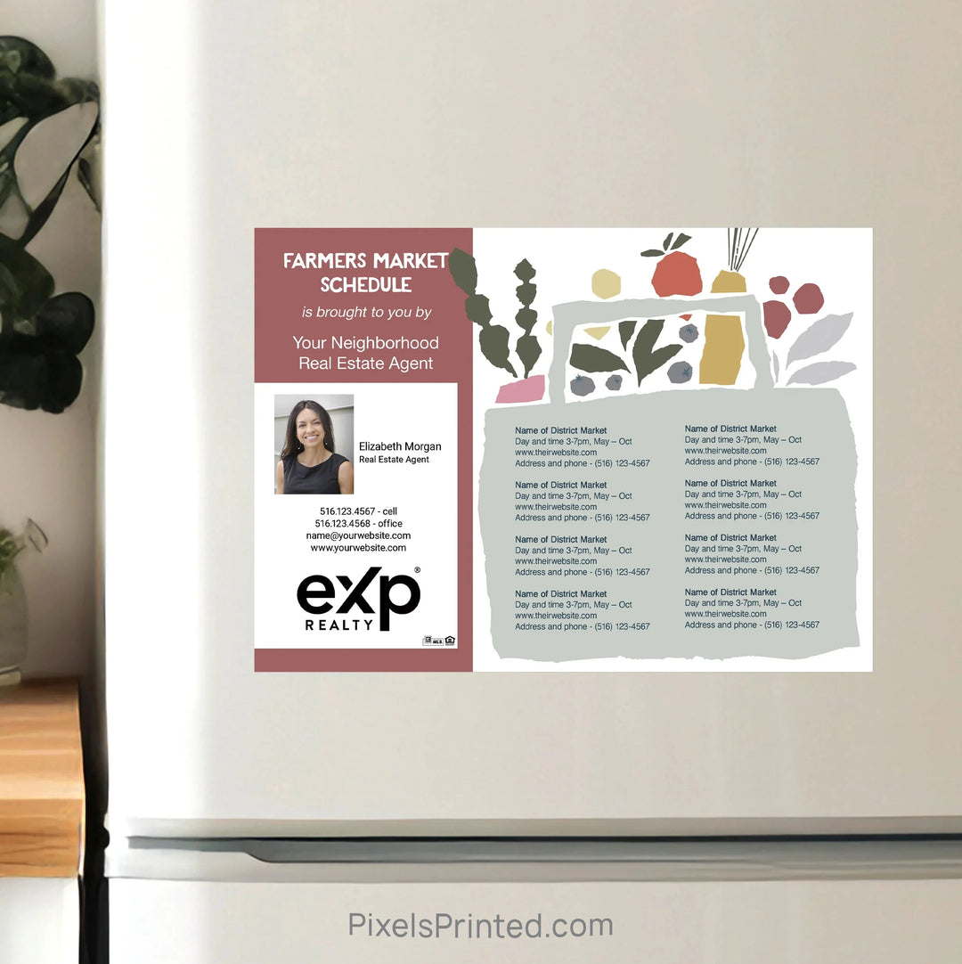 Custom farmers market schedule magnet for real estate marketing and lead generation