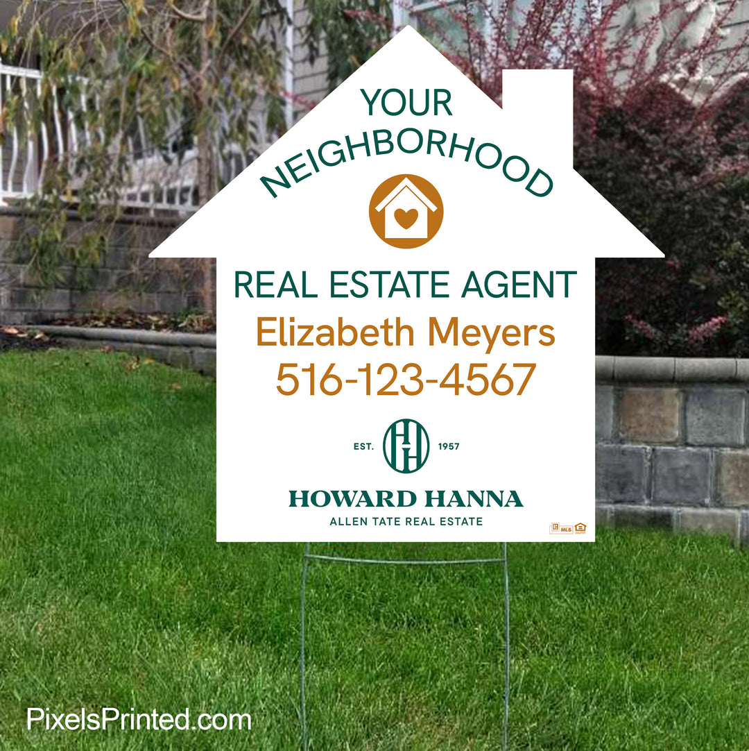 howard hanna house shaped real estate agent neighborhood yard sign