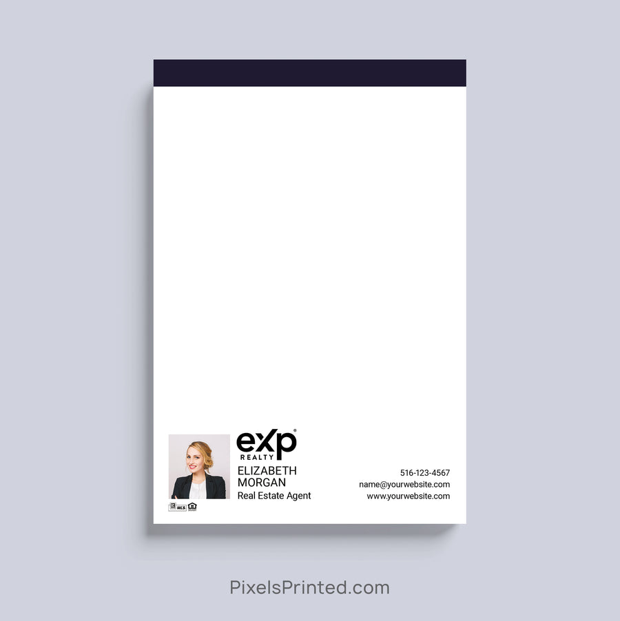 Personalized eXp Realty realtor notepad with headshot and contact information