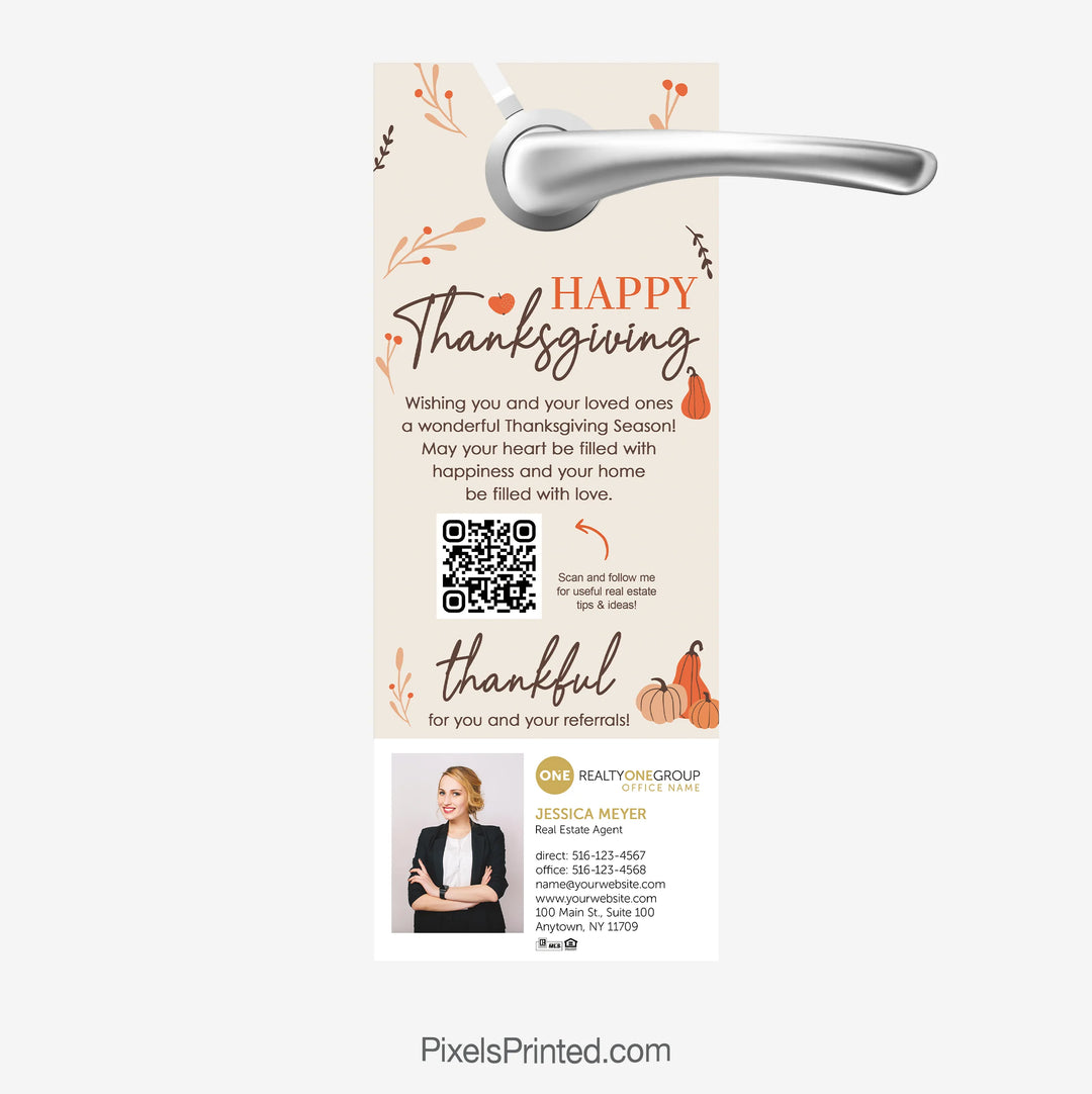 Realty One Group Happy Thanksgiving door hangers