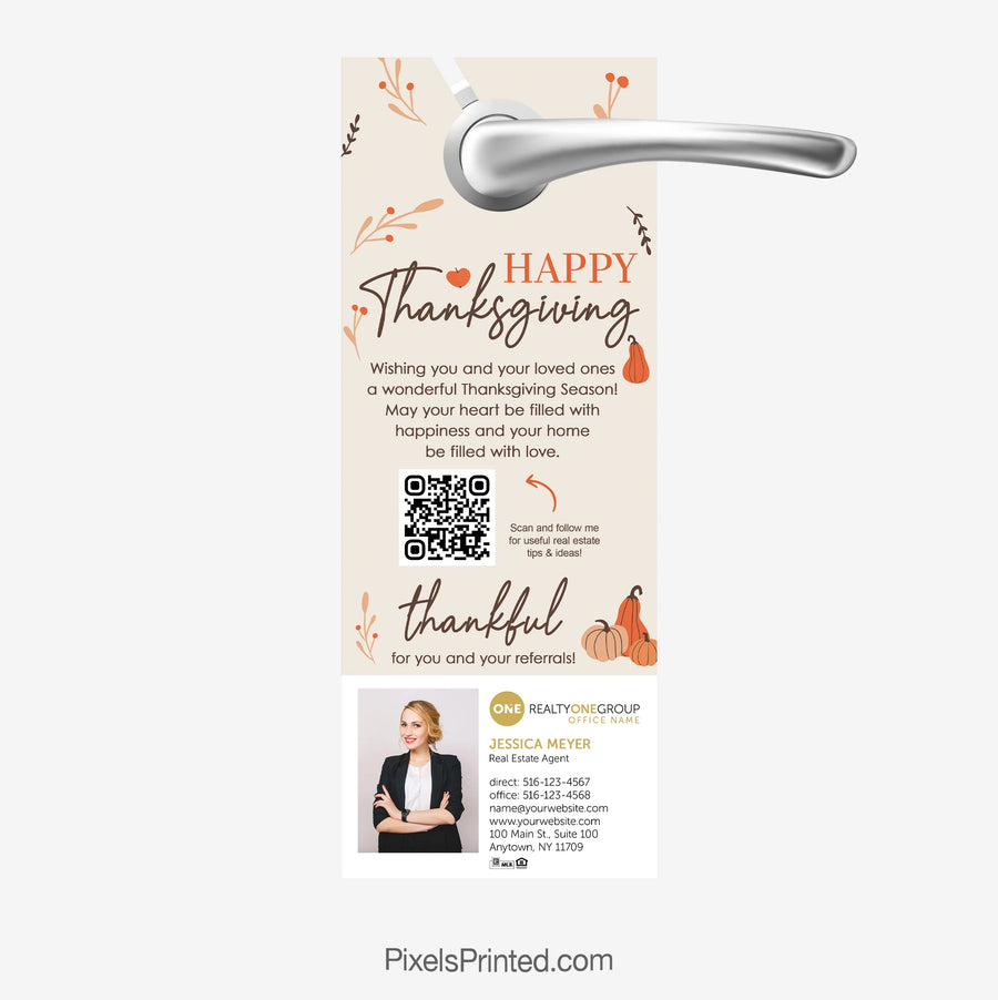 Realty One Group Happy Thanksgiving door hangers