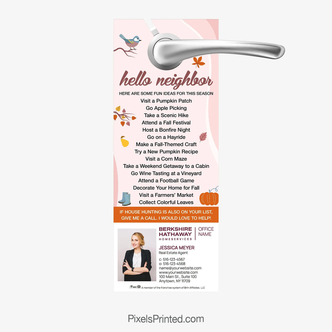 Berkshire Hathaway real estate fall autumn door hangers PixelsPrinted 