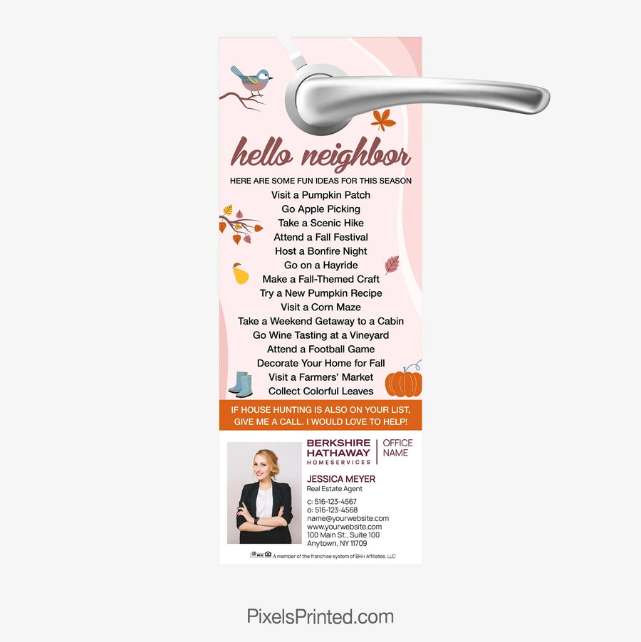 Berkshire Hathaway real estate fall autumn door hangers PixelsPrinted 