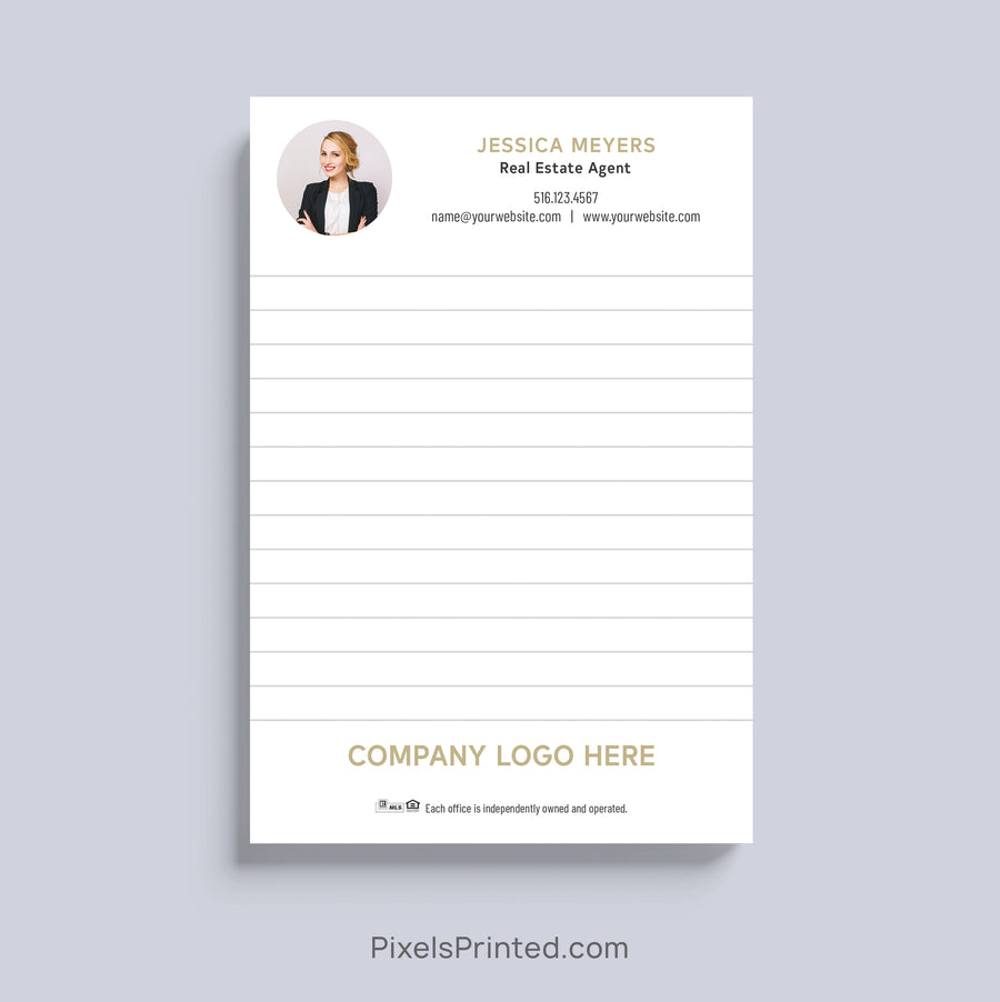 Custom Century 21 real estate agent notepad with personalized branding