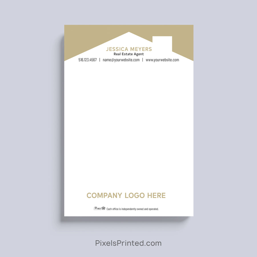 Century 21 realtor notepad with house roof design and personalized branding
