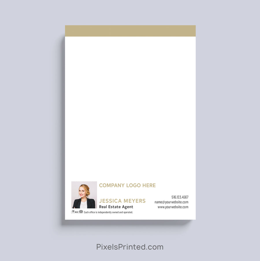 Personalized Century 21 realtor notepad with headshot and contact information