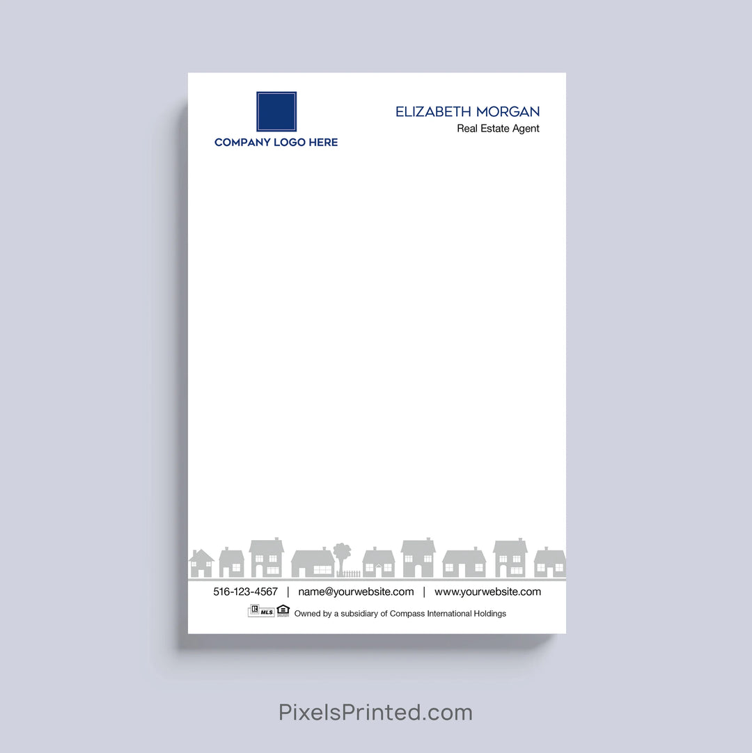 Coldwell Banker realtor notepad with neighborhood houses design