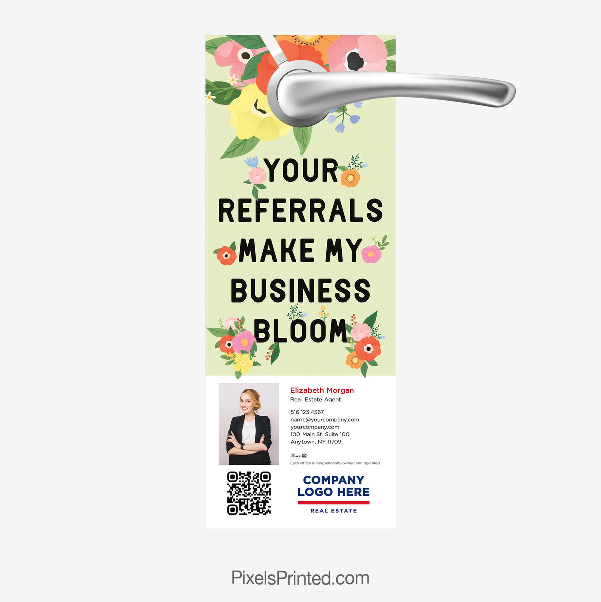 your referrals make my business bloom ERA real estate door hangers for spring