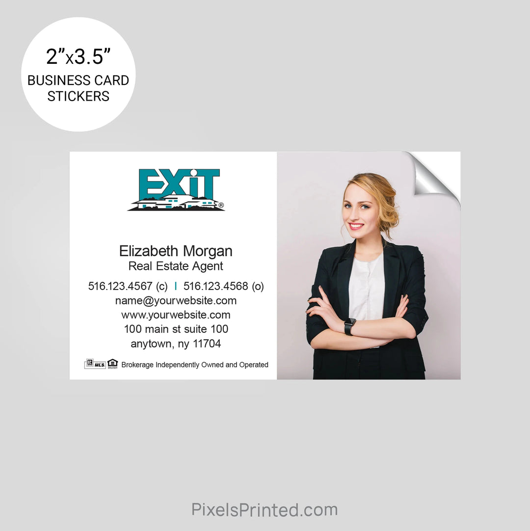EXIT realty business card stickers PixelsPrinted 