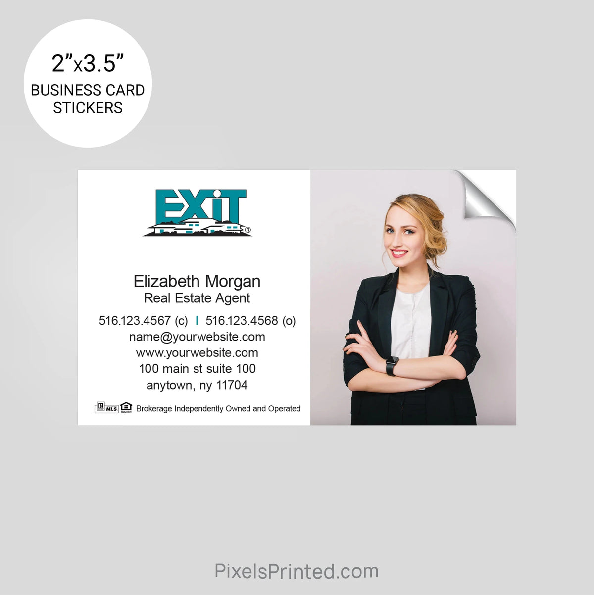 EXIT realty business card stickers PixelsPrinted 
