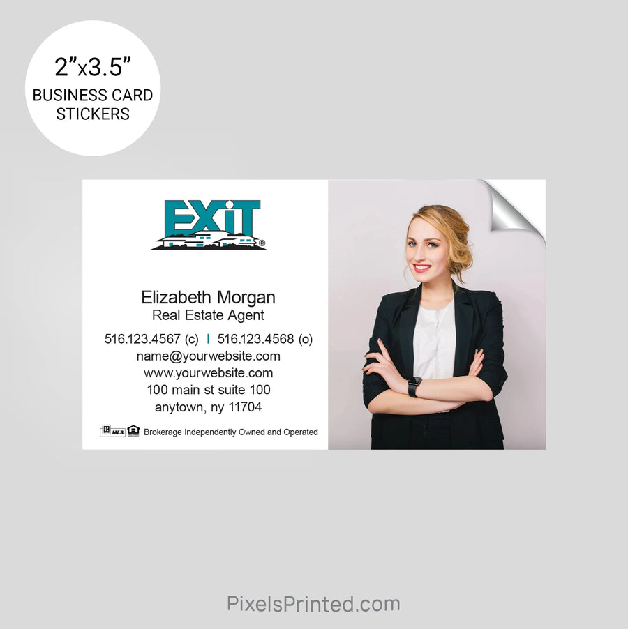 EXIT realty business card stickers PixelsPrinted 