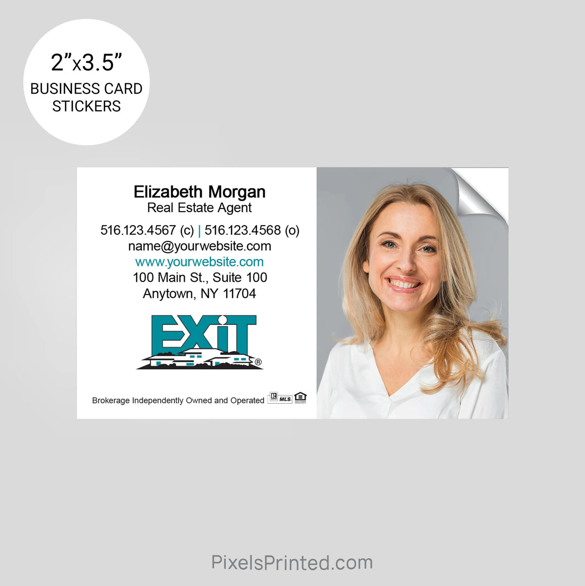 EXIT realty business card stickers PixelsPrinted 