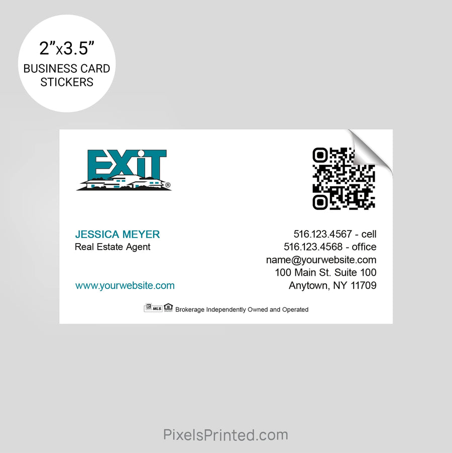 EXIT realty business card stickers PixelsPrinted 