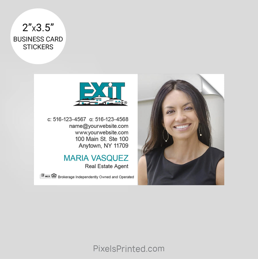 EXIT realty business card stickers PixelsPrinted 