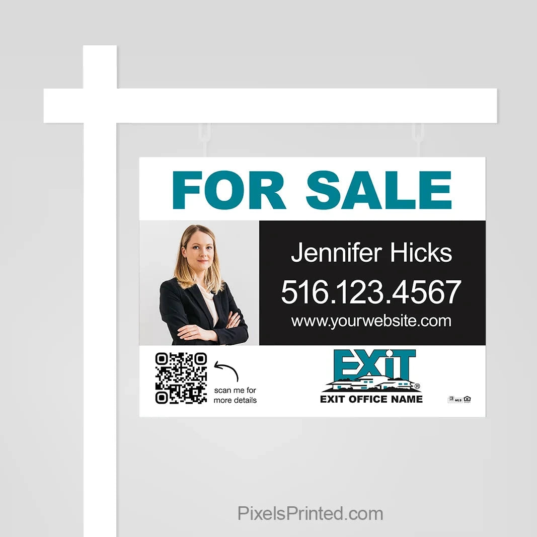 EXIT realty for sale sign panels with QR code PixelsPrinted 