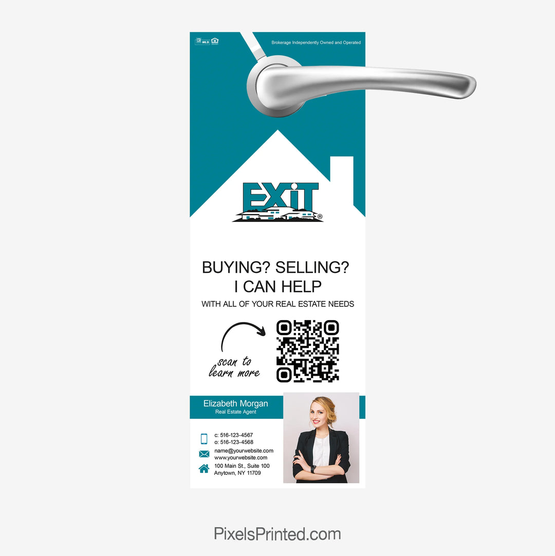 neighborhood introduction door hanger for EXIT real estate agents with QR code