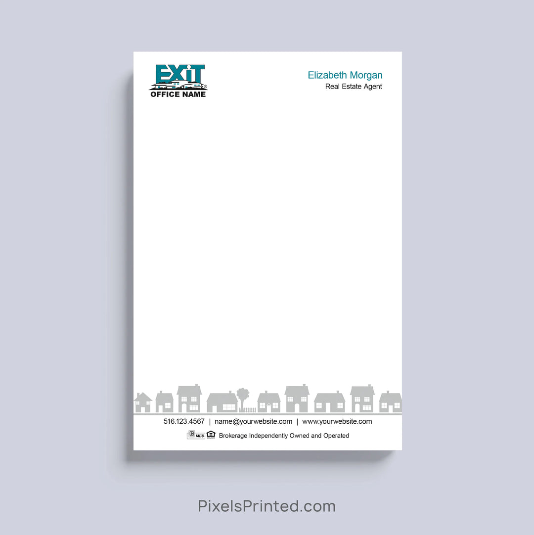 EXIT Realty realtor notepad with neighborhood houses design