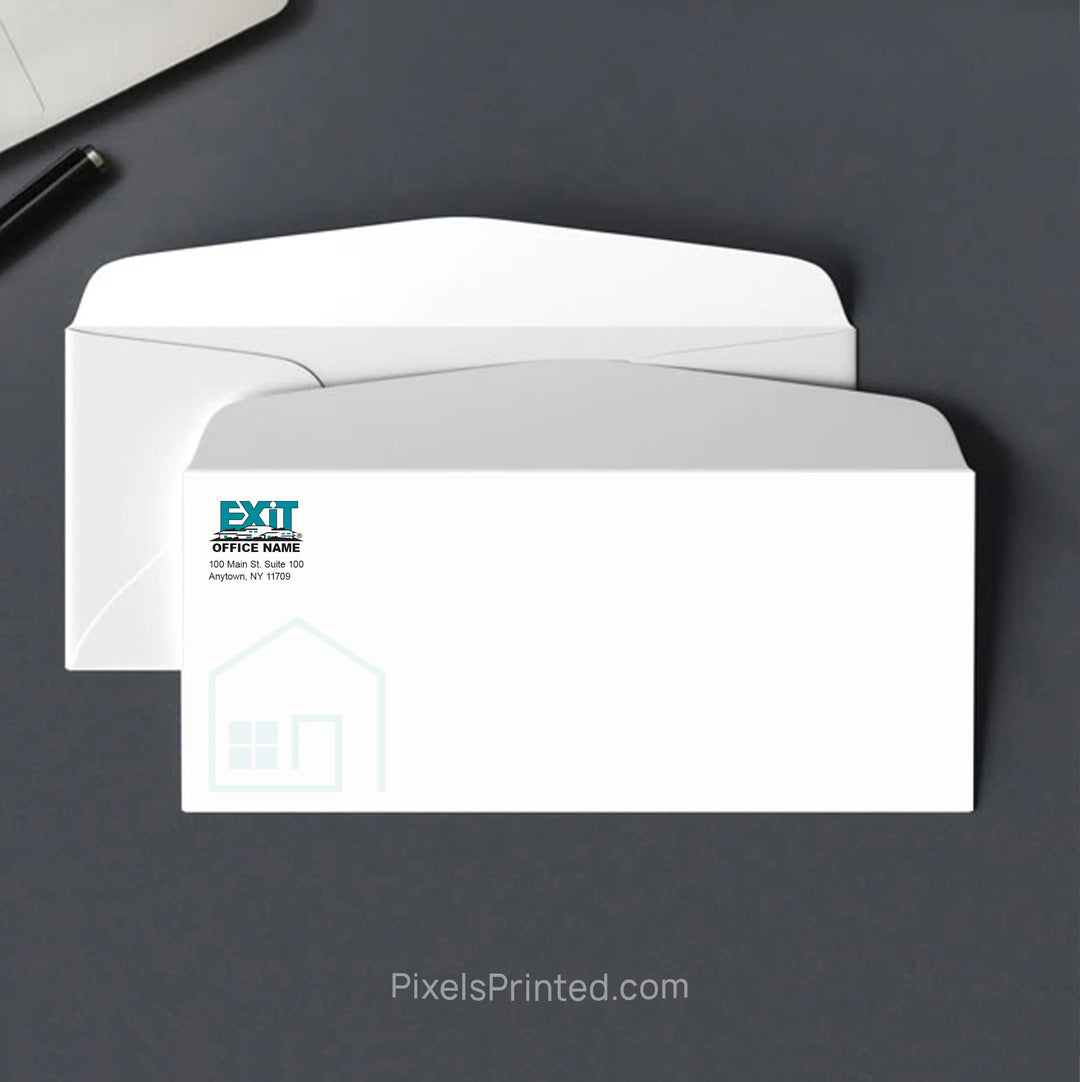 Personalized EXIT Realty real estate office envelope with return address and logo