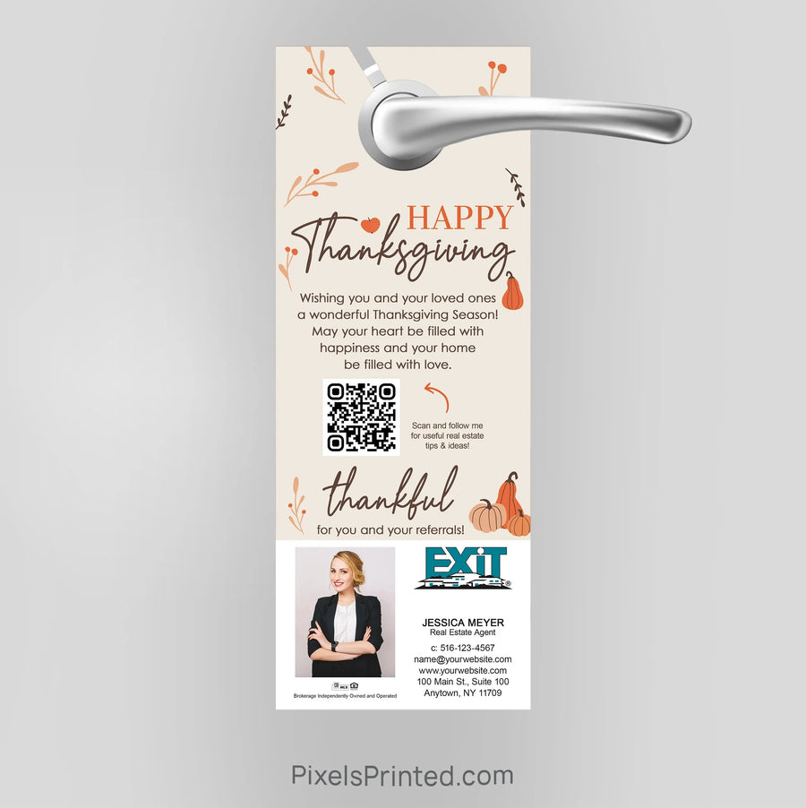 EXIT realty Thanksgiving door hangers PixelsPrinted 