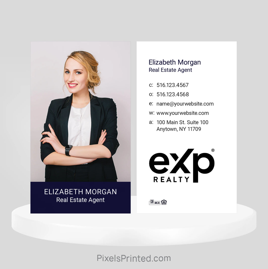 Professional eXp Realty real estate agent business card with clean contemporary branding.