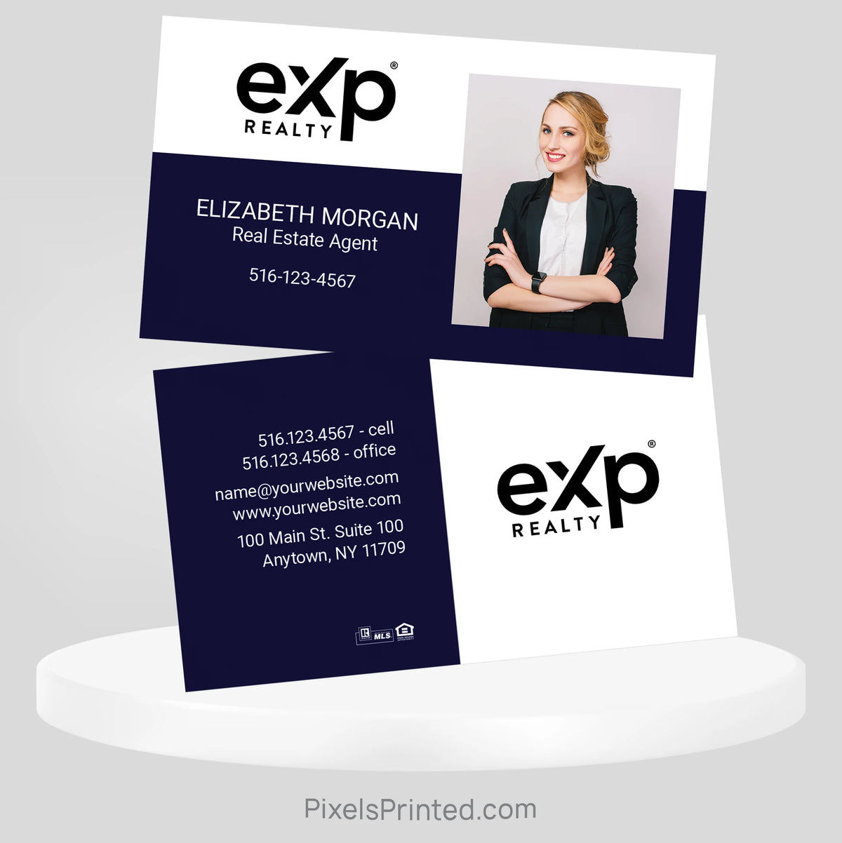 Custom eXp Realty business card featuring modern branding for real estate agents.