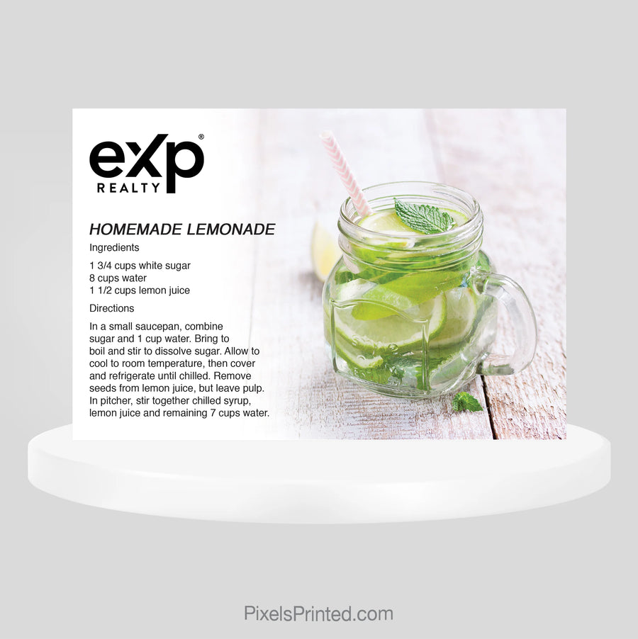 eXp Realty homemade lemonade recipe postcard for thoughtful client marketing and staying connected with homeowners year-round.
