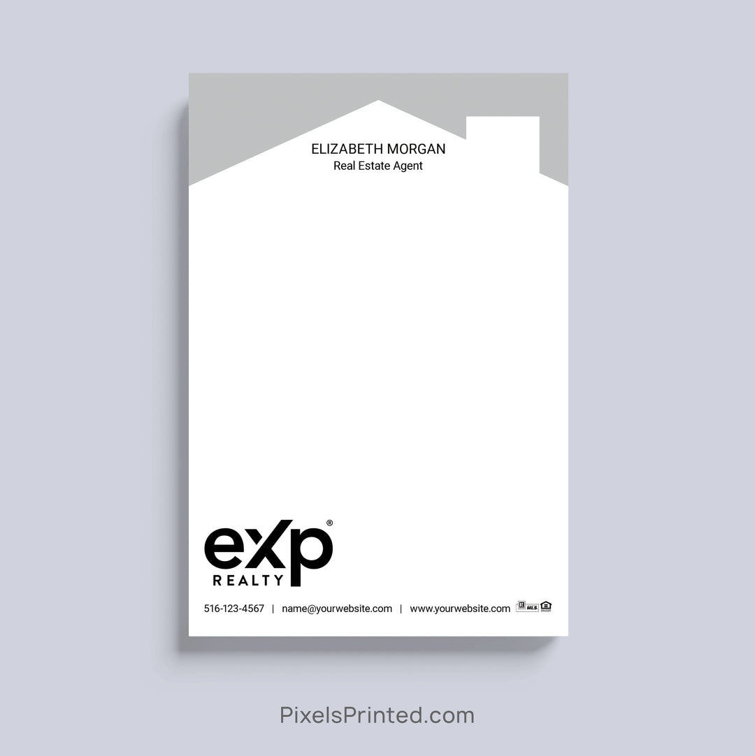 eXp Realty realtor notepad with house roof design and personalized branding