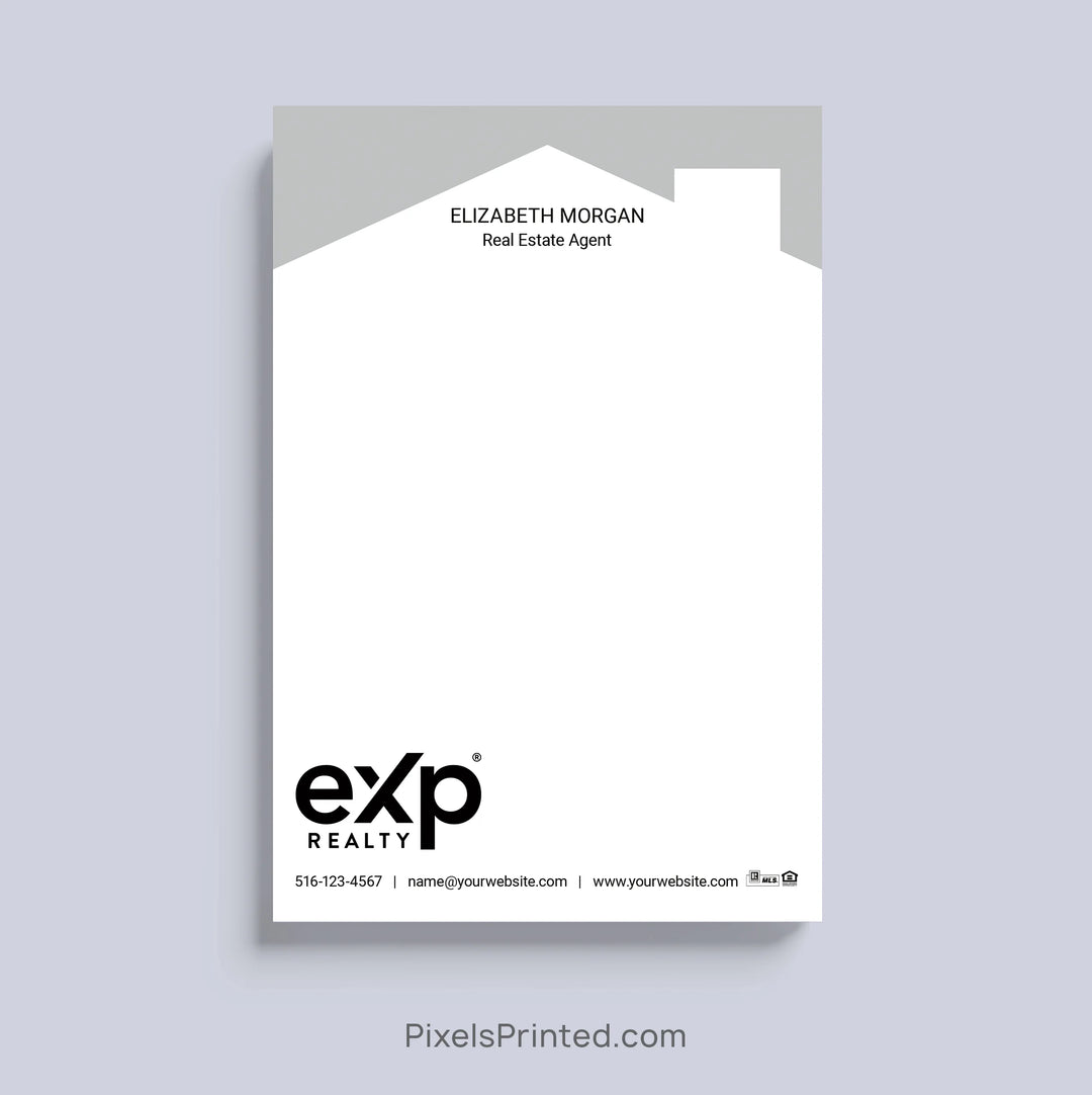 eXp Realty realtor notepad with house roof design and personalized branding