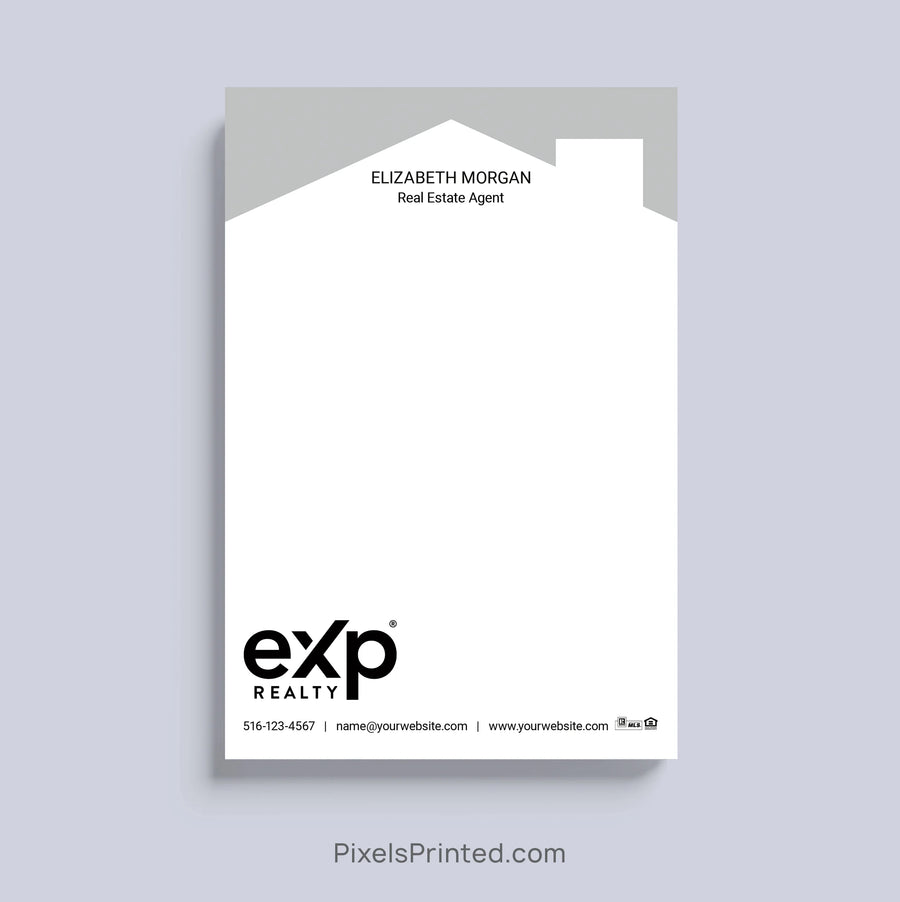 eXp Realty realtor notepad with house roof design and personalized branding