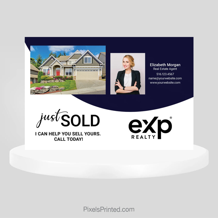 eXp Realty Just Sold neighborhood postcard that helps agents demonstrate local sales experience and attract future sellers.