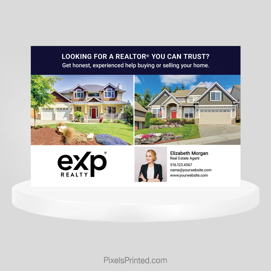 eXp Realty neighborhood farming postcard that helps real estate agents consistently introduce themselves and build local visibility.