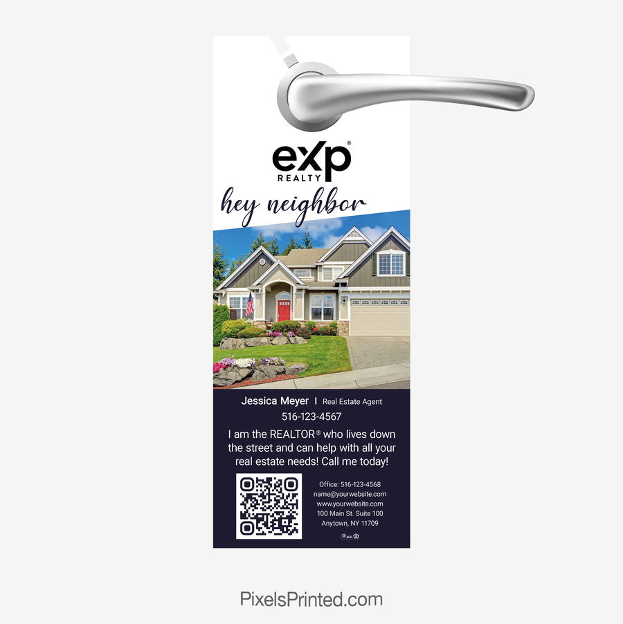 eXp Realty realtor introduction door hanger designed to help agents meet neighbors and establish themselves as the local resource.