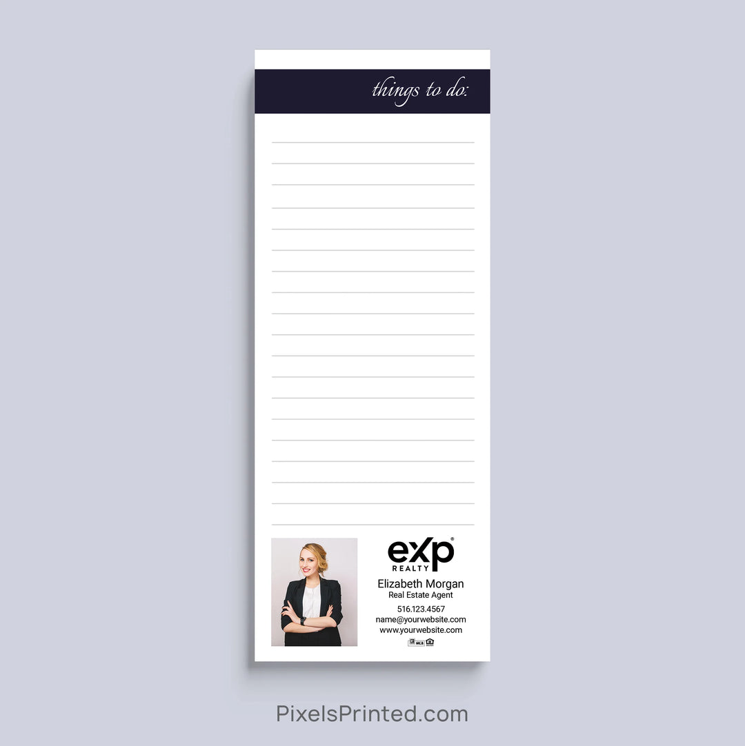 eXp Realty Things to Do realtor notepad with headshot and contact information
