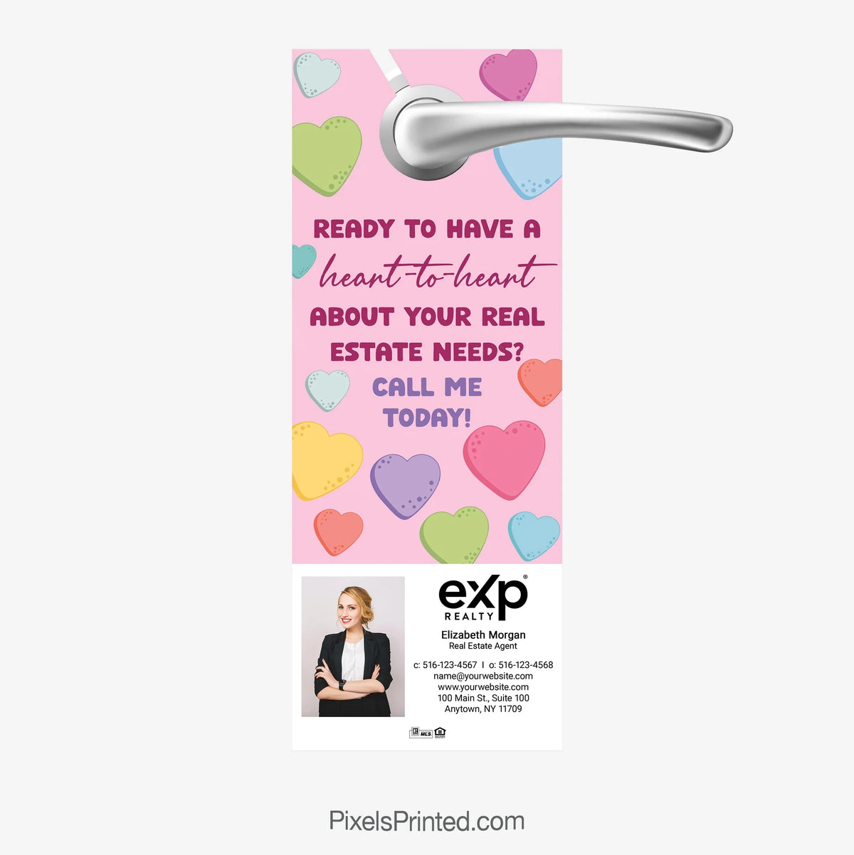 EXP Realty Valentine’s Day neighborhood door hanger PixelsPrinted 
