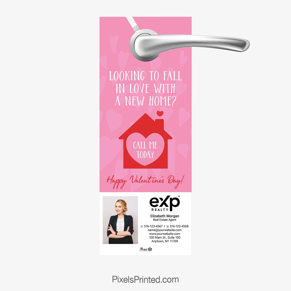 EXP Realty Valentine’s Day referrals door hanger PixelsPrinted 