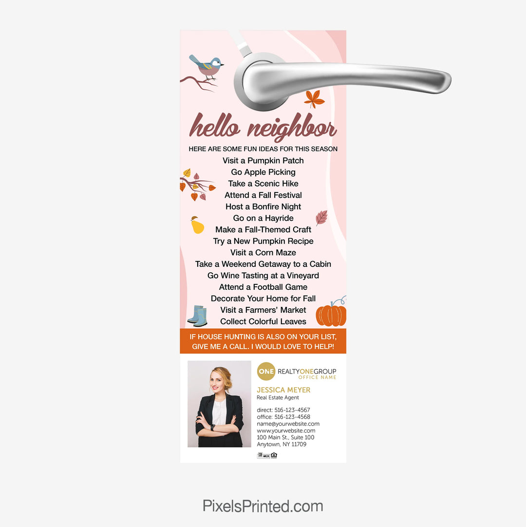 Realty ONE Group fall autumn activities ideas door hangers for real estate