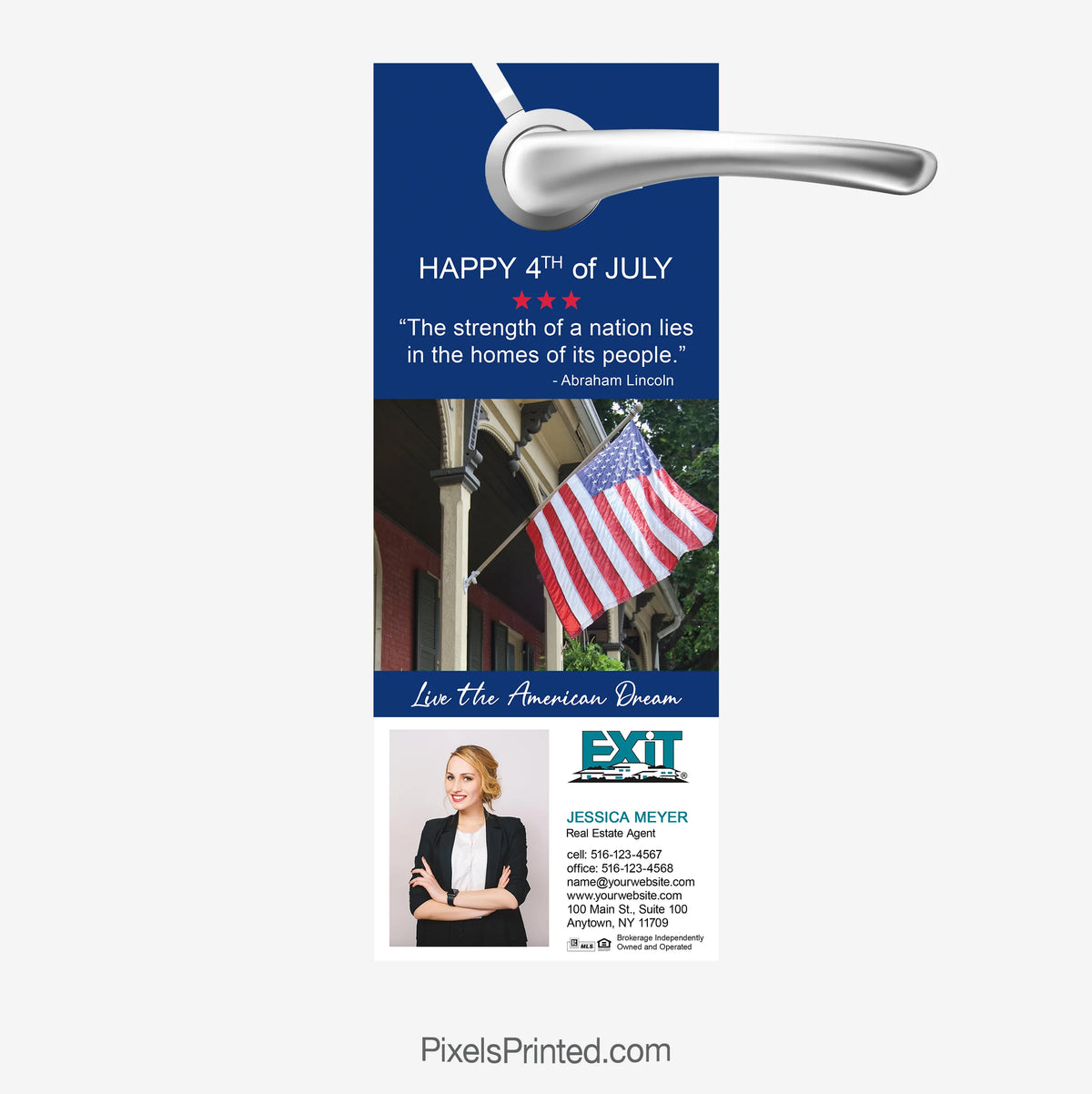 Fourth of July real estate door hanger celebrating homeownership