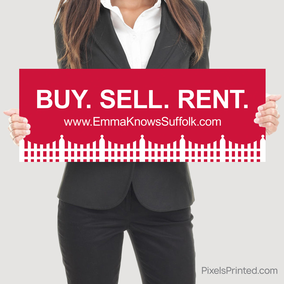 realtor closing photo sign with homeowners | buy sell rent realtor sign