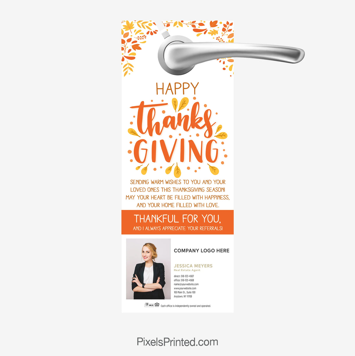 Century 21 real estate happy Thanksgiving Day door hangers