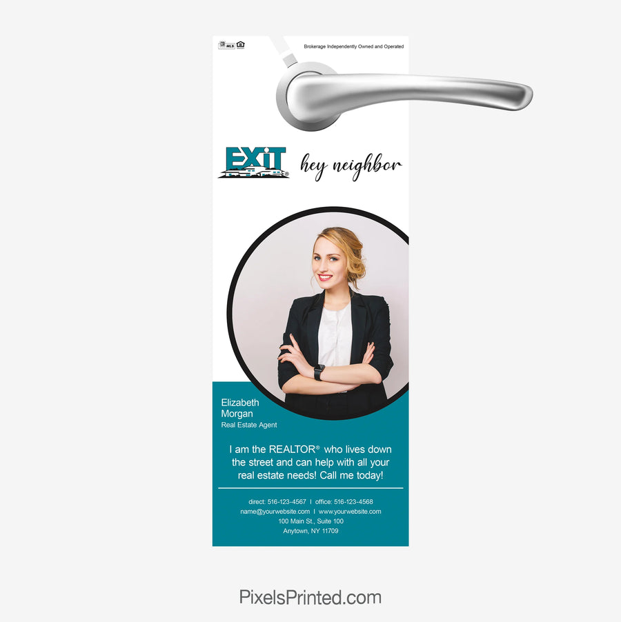 EXIT Realty hello neighbor door hanger introducing a local real estate agent to homeowners