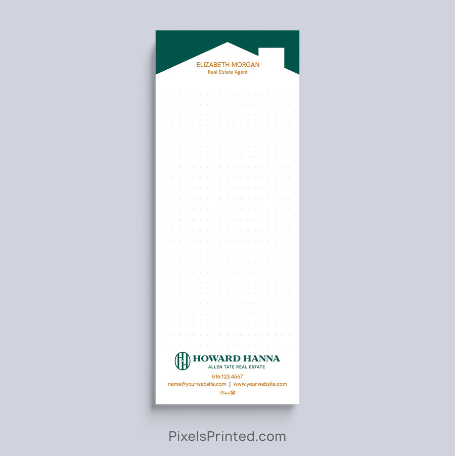 Personalized Howard Hanna real estate marketing notepad with house design