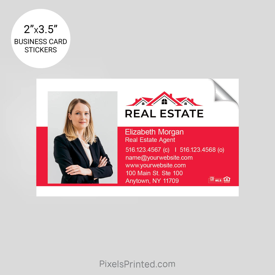 Independent real estate business card stickers PixelsPrinted 