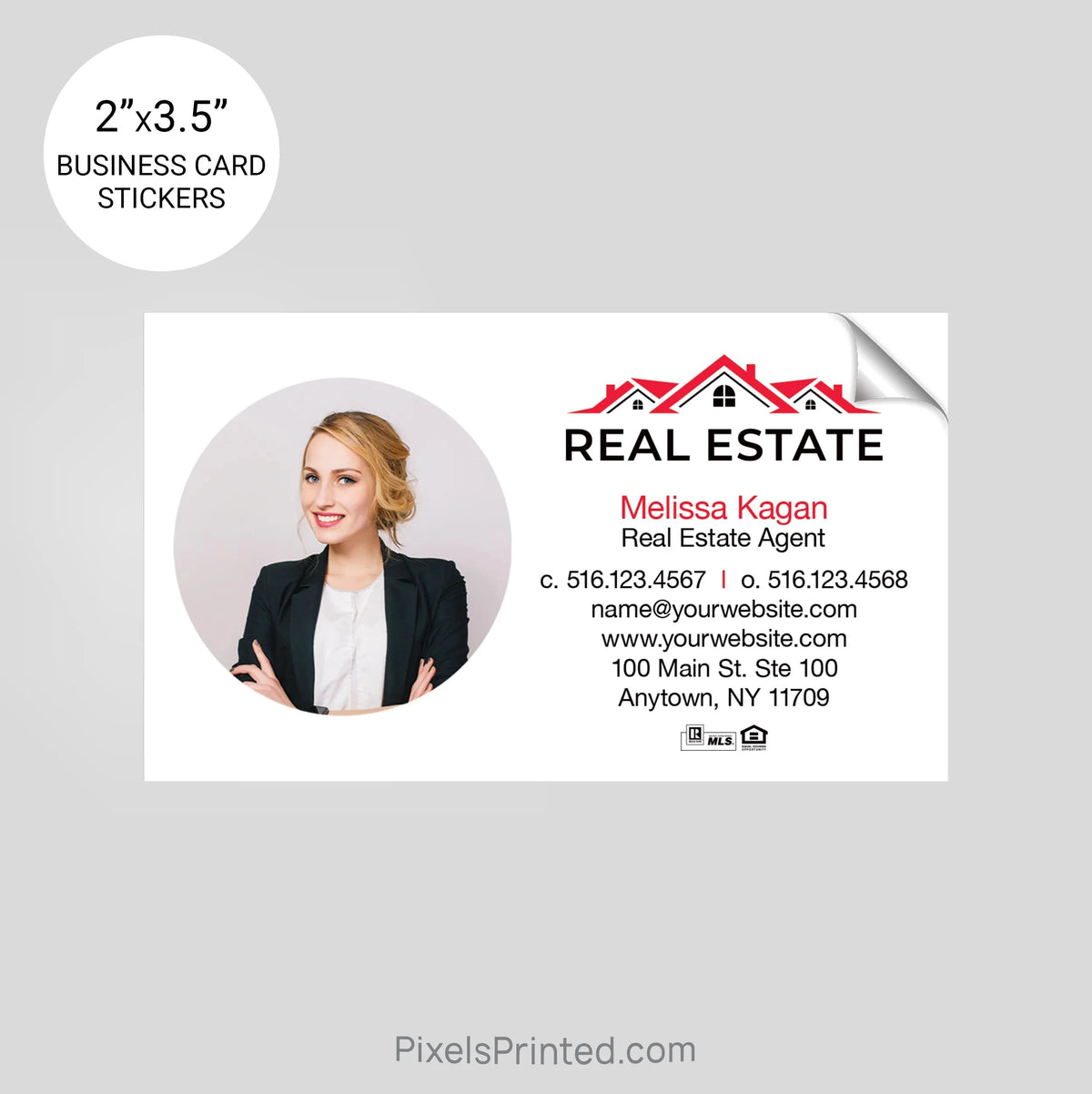 Independent real estate business card stickers PixelsPrinted 
