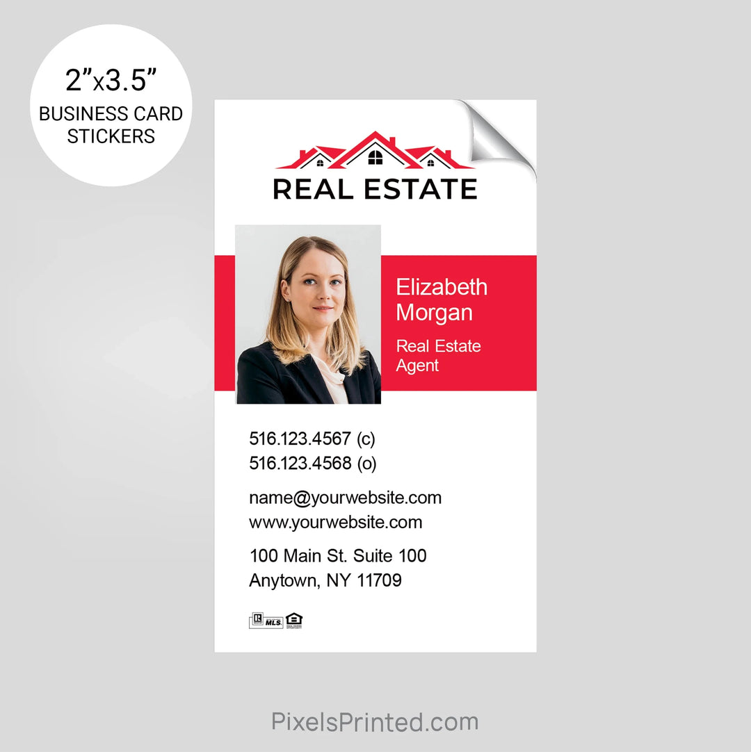 Independent real estate business card stickers PixelsPrinted 