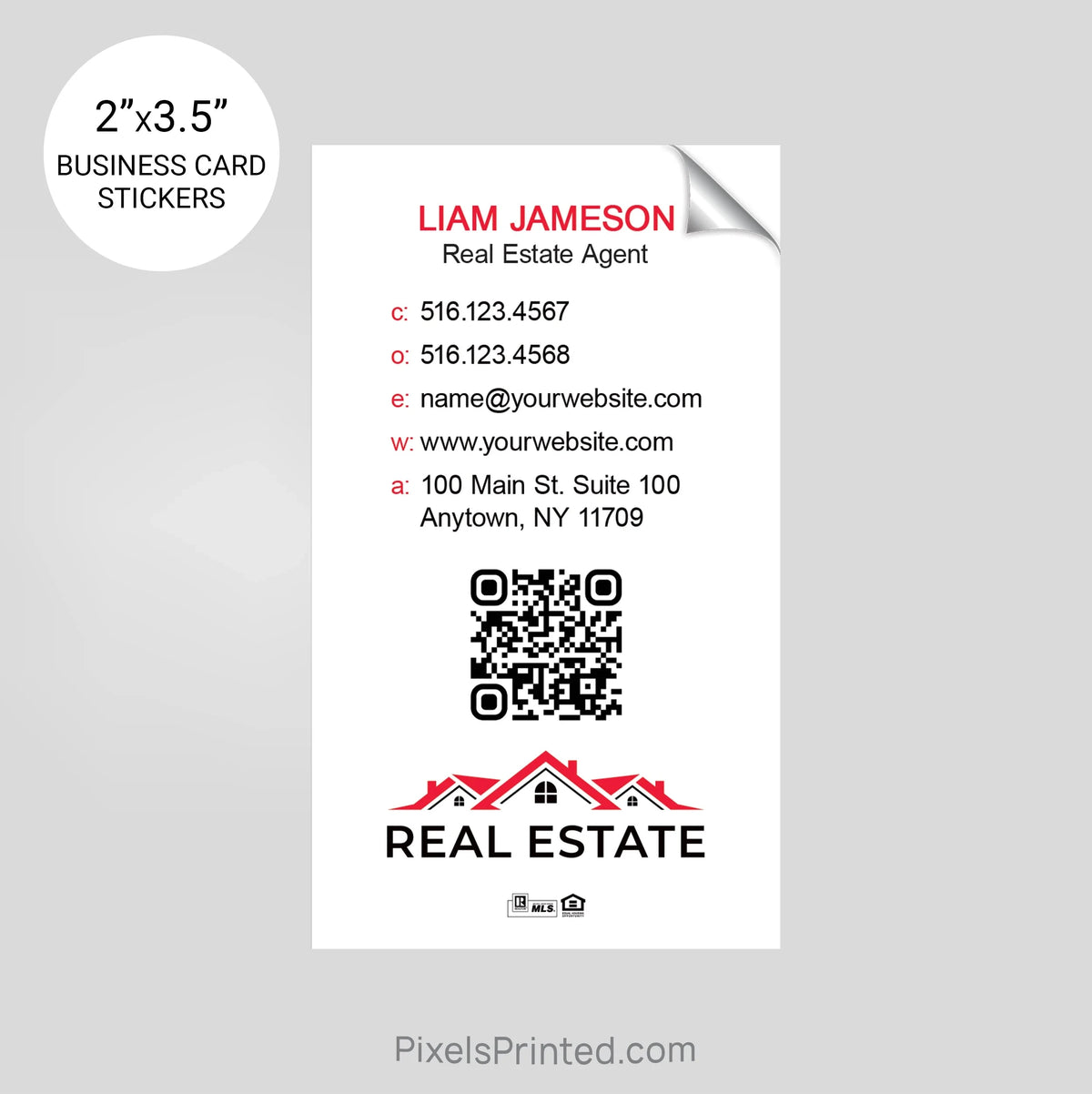 Independent real estate business card stickers PixelsPrinted 
